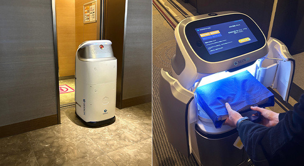 自動搬送ロボットとエレベータが電話交換機（PBX）で自動連携 ホテル