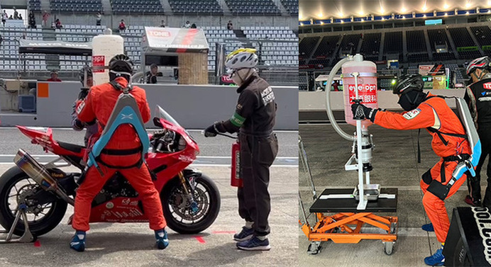鈴鹿8耐」レースでアシストスーツが活躍 ガソリン補給などピット作業