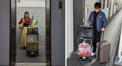 エレベーターとロボット連携でマンションの部屋まで荷物配送 三菱電機BS×Preferred Robotics×大英産業が実証 画像