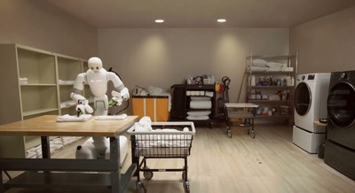 【動画】セミヒューマノイドが洗濯乾燥機のタオル投入・回収・折り畳みまで自律遂行「DYNA 2.1 physical agent」 画像