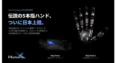 20自由度ロボットハンドや触覚付きデータグローブなど、WUJI TECH製品の国内販売に向けてHumansXが正規代理店に 画像