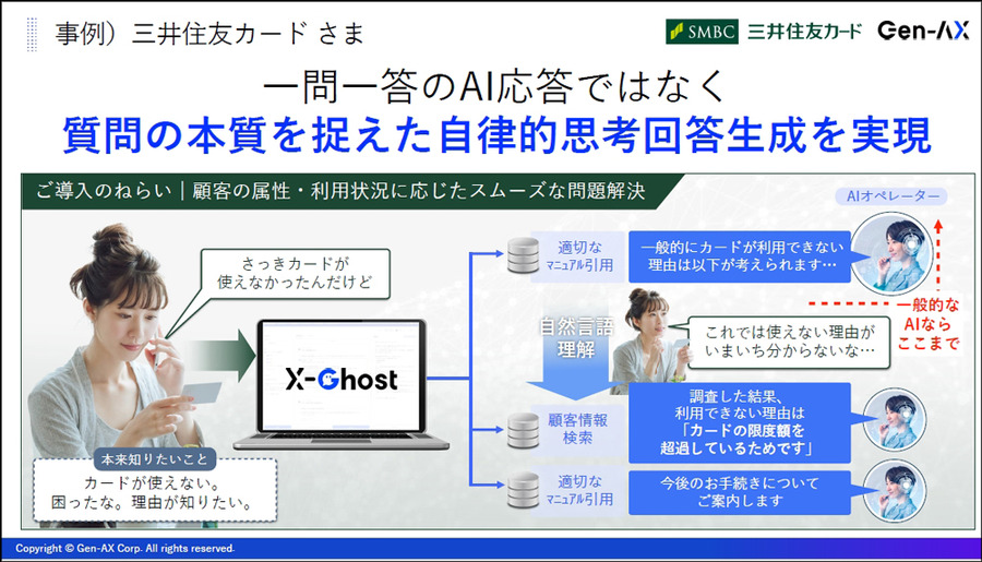 生成AIが音声対話、三井住友カードとJALカードの先行事例を紹介！Gen-AXとソフトバンクの自律思考AI「クロスゴースト」