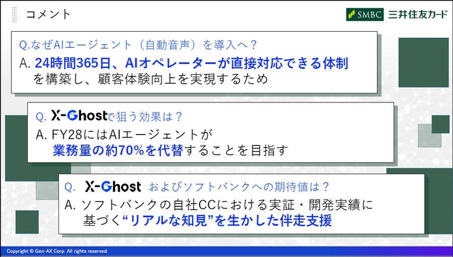 生成AIが音声対話、三井住友カードとJALカードの先行事例を紹介！Gen-AXとソフトバンクの自律思考AI「クロスゴースト」