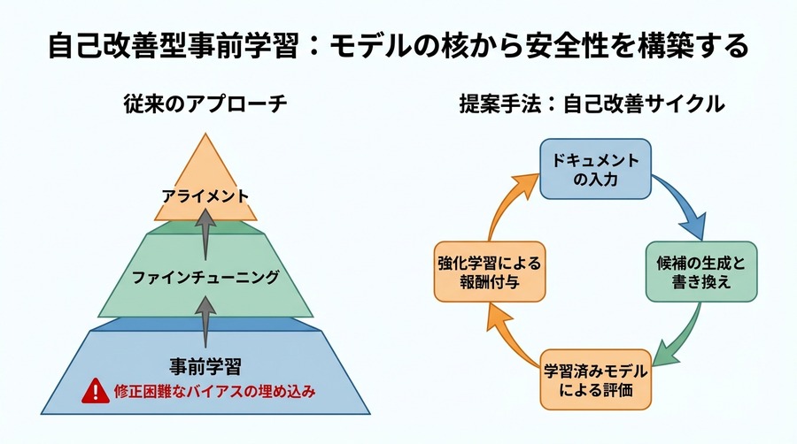 自己改善型事前学習と従来手法