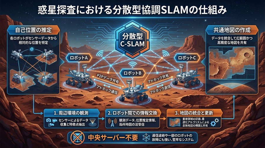 惑星探査ロボットが中央