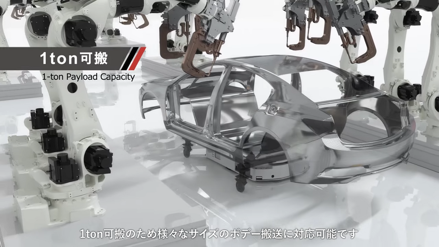 川崎重工、AMR活用で変種変量生産を柔軟に対応する車体組立ラインを公開