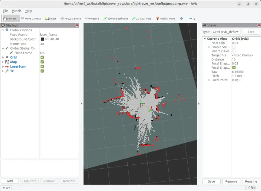slam-toolboxによるSLAMの実行例