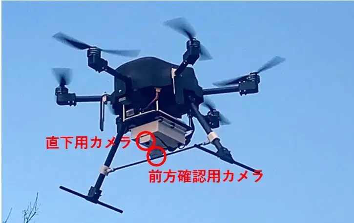 機上カメラ2基を搭載したドローン