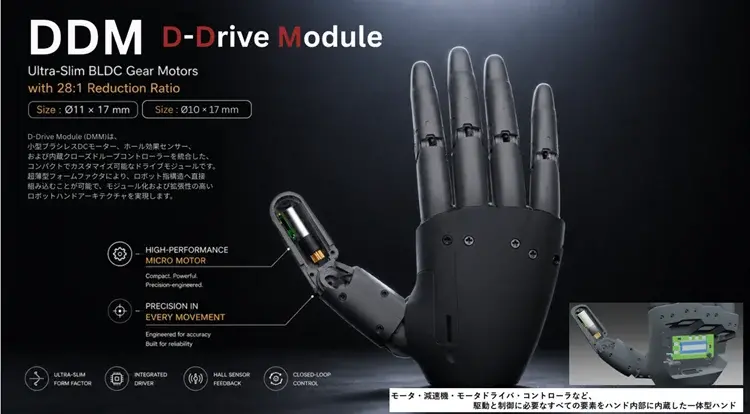 ヒューマノイドや多指ロボットハンド指向け超小型アクチュエータモジュール「DDM」を販売開始 ダブル技研