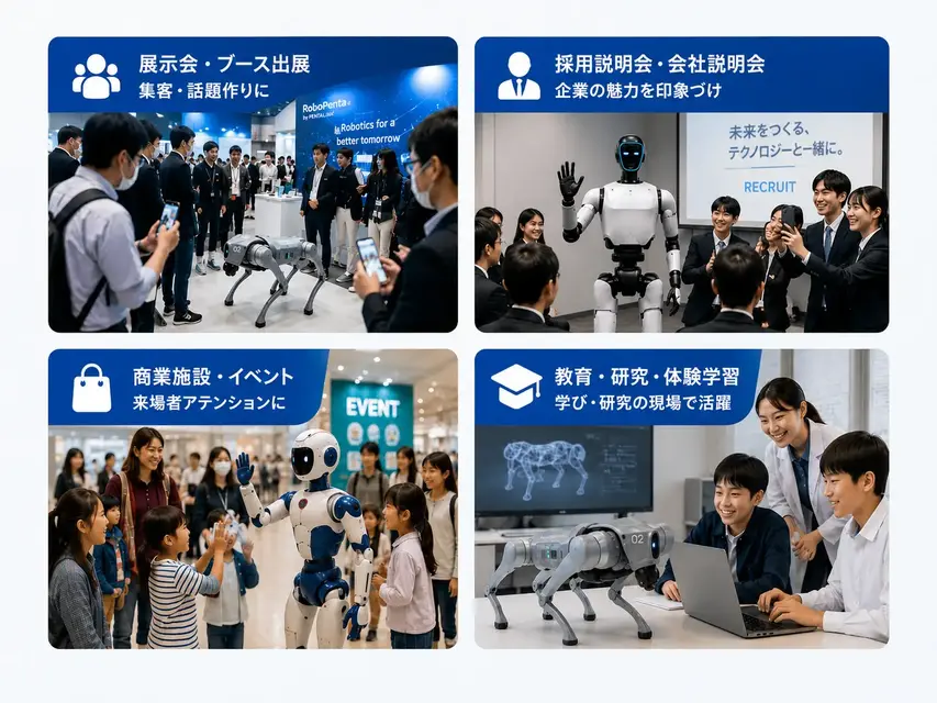 ヒューマノイドや四足歩行ロボットを1泊2日から借りられるROBO RENTA、展示会・採用イベントの集客を強化