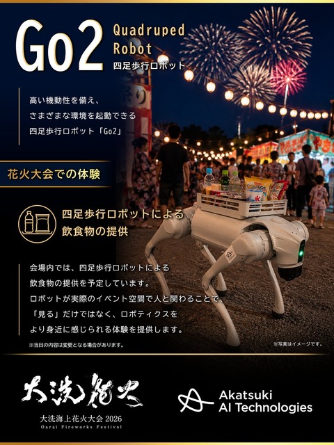 飲食物を提供する四足歩行ロボットのイメージ
