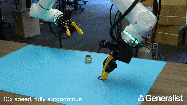 ロボット基盤モデル「GEN-1.5」活用事例動画 手本を1回見るだけでリングをはめる動作を習得