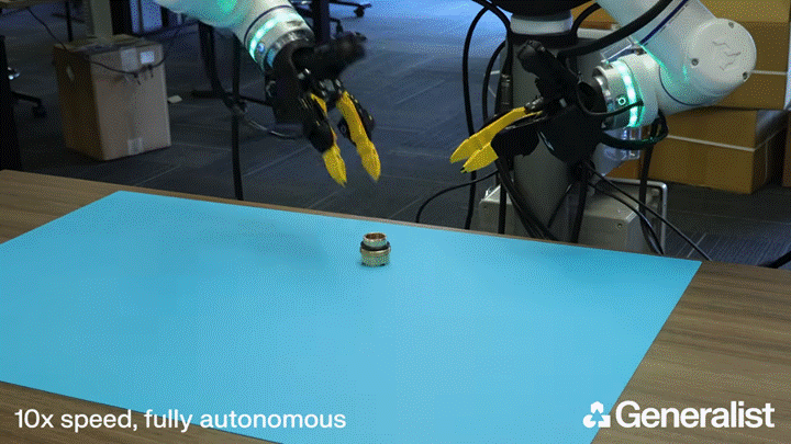 ロボット基盤モデル「GEN-1.5」活用事例動画 手本を1回見るだけでリングをはめる動作を習得