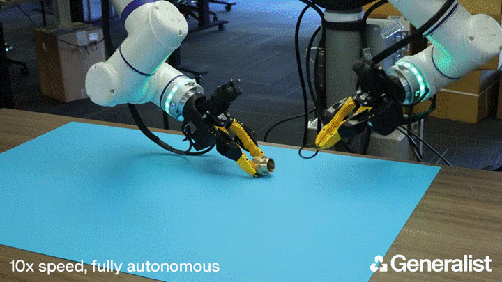 ロボット基盤モデル「GEN-1.5」活用事例動画 手本を1回見るだけでリングをはめる動作を習得