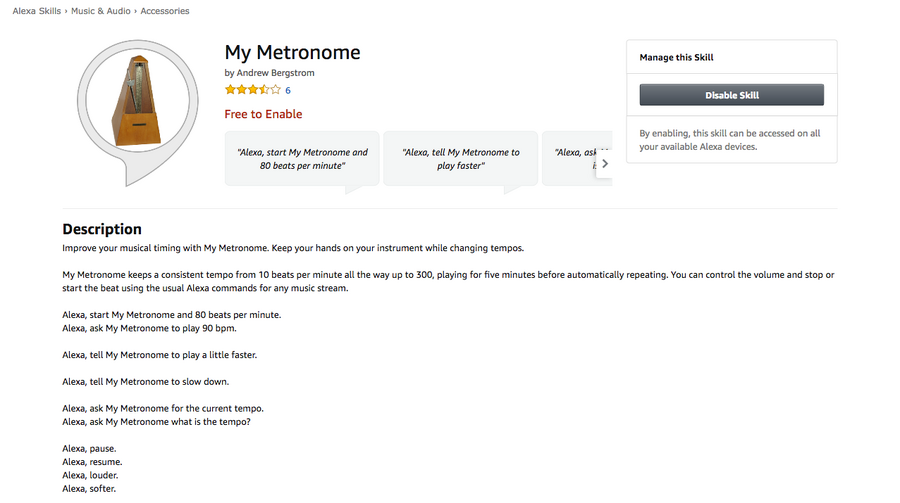 【Amazon Alexaスキル】楽器の練習に「My Metronome」が普通に使える！