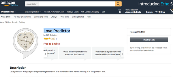 【Amazon Alexaスキル】お互い名前から「Love Predictor」が愛の予言をしてくれる？