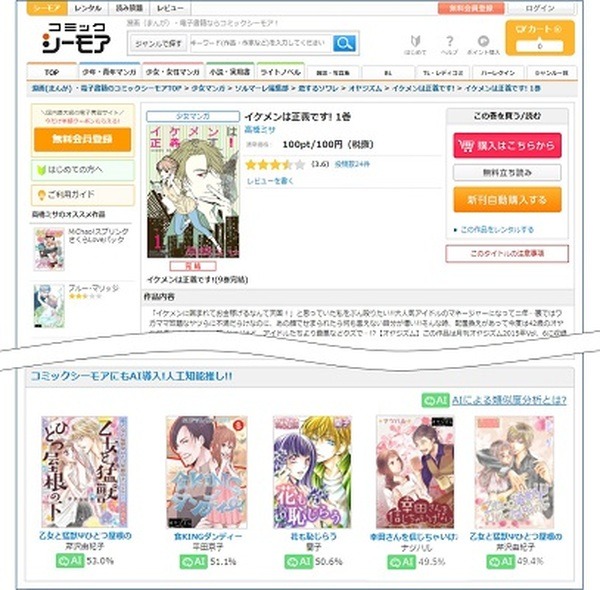 【人工知能激推し！】電子書籍配信サイト「コミックシーモア」80万件のレビューからAIがオススメ