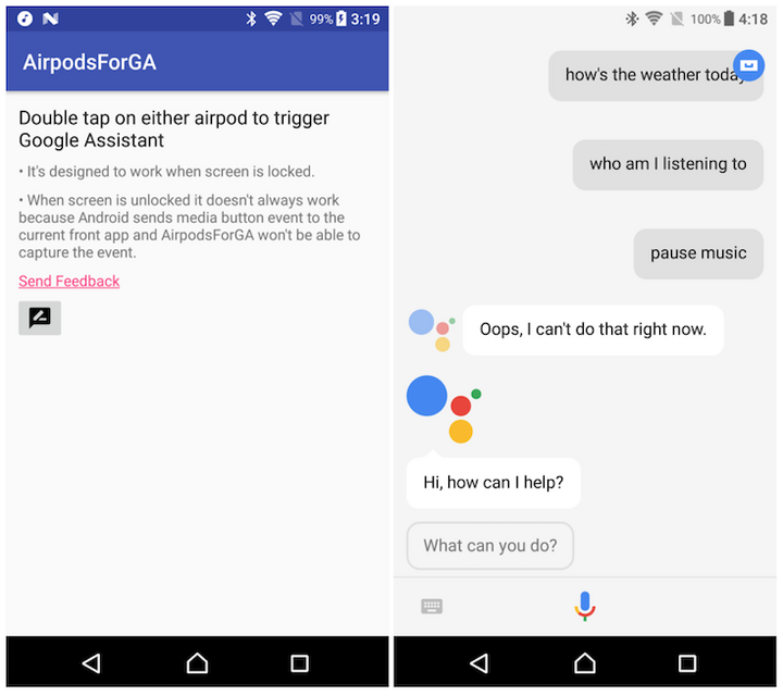 「AirpodsForGA」アプリを使えばAirPodsでAndroid端末のGoogle Assistantを呼び出せる！