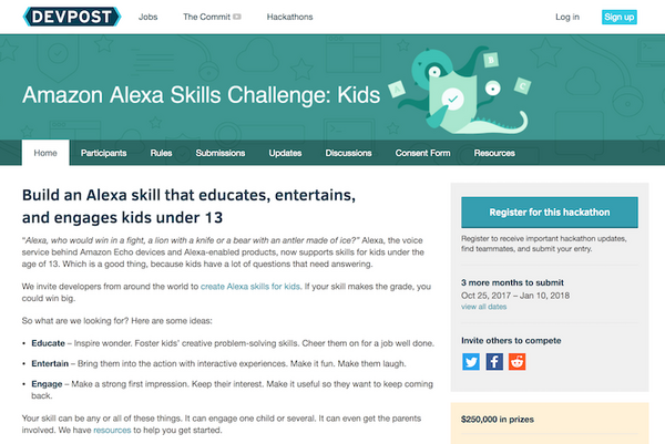 子供向けスキルコンテスト「Alexa Skills Challenge: Kids」開催！