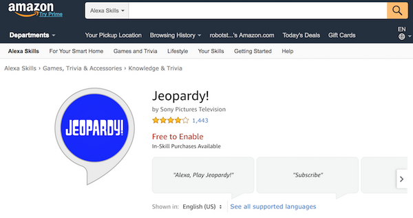 Alexaスキル「Jeopardy!」が初のサブスクリプションモデルを導入！