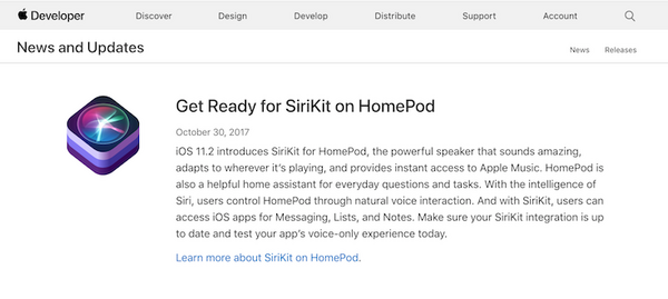 AppleがiOS最新β版で「SiriKit on HomePod」を追加