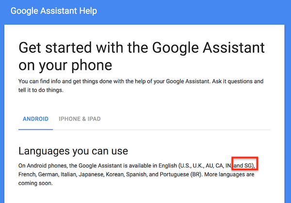 Google Assistantがシンガポール英語に対応