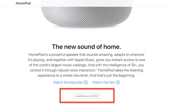 Apple HomePod、発売を2017年末から2018年初旬へ延期