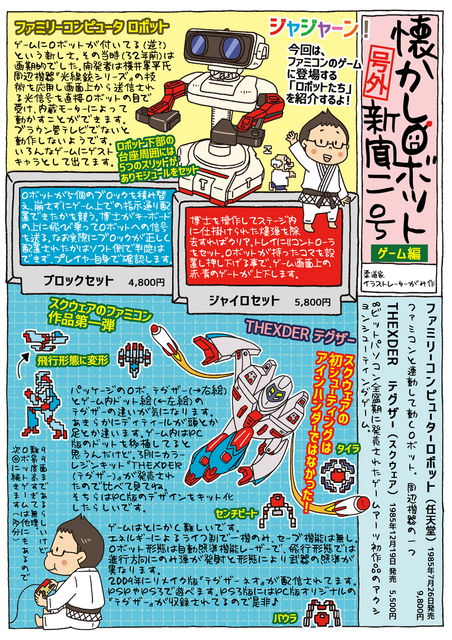 1985年発売「ファミリーコンピュータロボット」はファミコンと連動して動く【マンガ：がみの懐かしロボット新聞 2号】