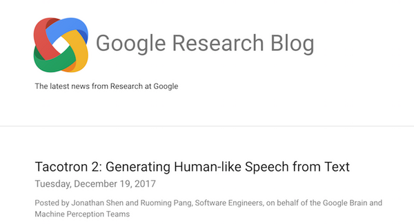 Google、まるで人間のような自然な音声合成を実現する技術「Tacotron 2」を発表