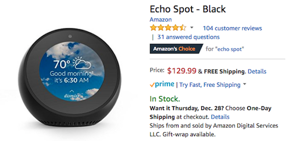 【米国】Amazon Echo最前線：Echo Dotがクリスマスに品切れ、Echo Showの値下げが終了し定価販売へ