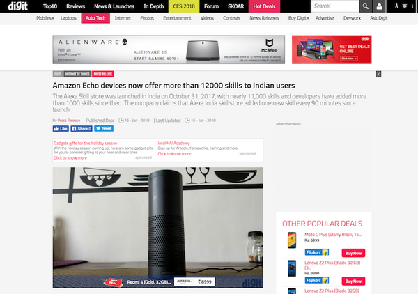 インドでAlexaスキルが12,000を突破！