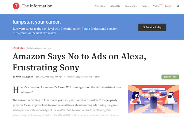 SonyがAlexaスキル「Jeopardy」内への広告を打診、Amazonは拒絶