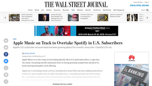 【HomePodに朗報?】アメリカでApple MusicがSpotifyのユーザー数を追い抜くペースで成長中