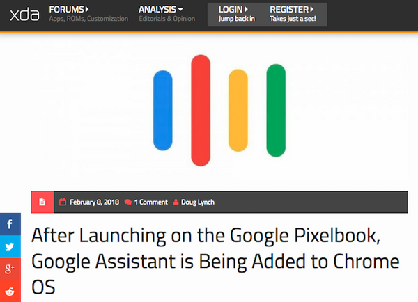 グーグル、Chrome OSにもGoogle Assistantを搭載か？