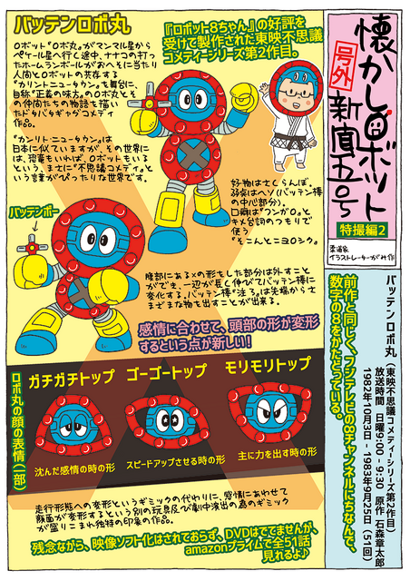1982年放映開始「バッテンロボ丸」 東映不思議コメディーシリーズ第2作目【マンガ：がみの懐かしロボット新聞 5号】