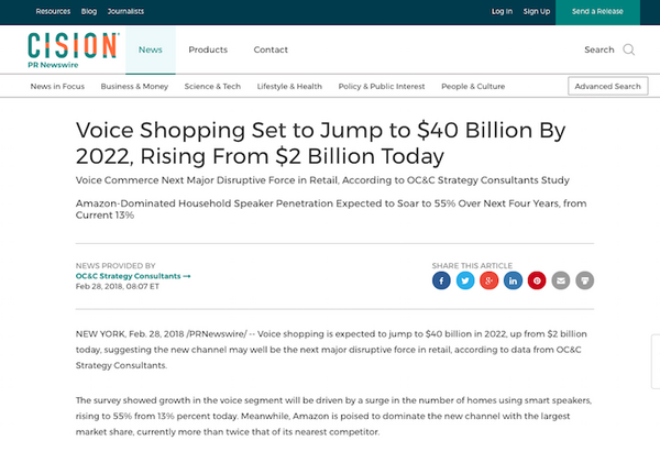 【OC&C Strategy Consultants調査】米国・英国の音声ショッピング市場、2022年に4.2兆円に