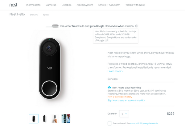 【米国】ビデオドアベル「NEST Hello」は顔を検知するとGoogle Homeに通知してくれる