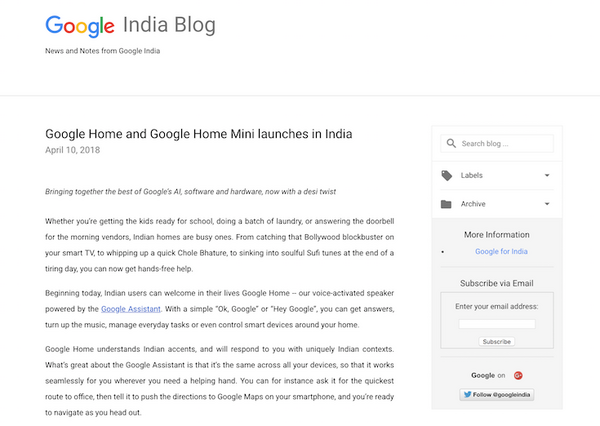 グーグル、2018年4月10日よりインドでGoogle Homeを販売開始、音楽サービスは6ヶ月分無料！