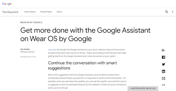 【Wear OS by Google】スマートウオッチ上のGoogle Assistantがより便利に