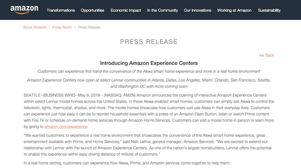 Amazonがスマートホームが体験できるモデルハウス「Amazon Experience Centers」を米国複数都市でオープン