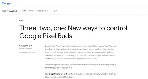 Googleアシスタントが使えるGoogle製ワイヤレスヘッドセット「Pixel Buds」がアップデートでより便利に