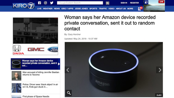 米国でAmazon Echoが夫婦のプライベートな会話を録音して、知人にメッセージとして転送していたレアな事件が発生