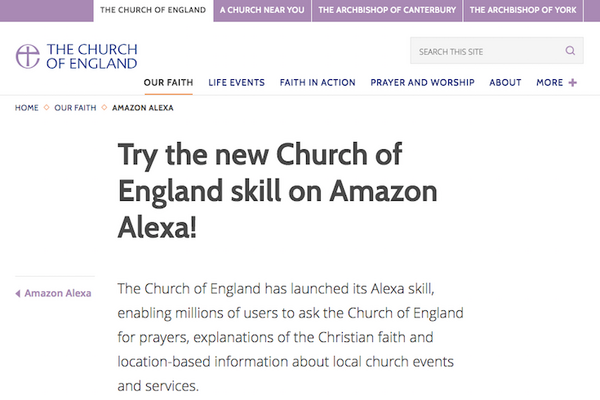 イングランド国教会がAlexaスキルをリリース。教会探しはもちろん、毎日の祈りの読み上げにも対応。