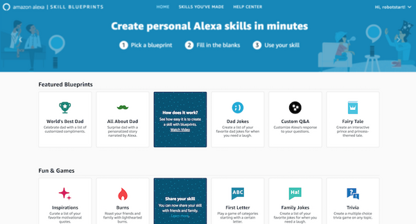 「Alexa Skill Blueprints」で作った家族専用のスキルが他の人に共有可能に
