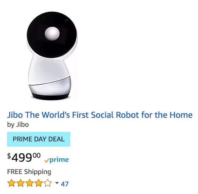 JiboがアメリカのAmazonプライムデー限定で499ドルで販売中
