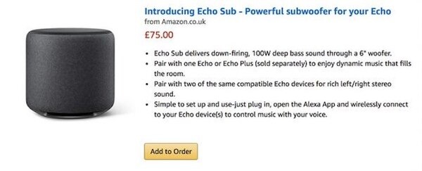 アマゾンの新製品がリーク！サブウーファー「Echo Sub」、Alexa搭載プラグ「Amazon Smart Plug」