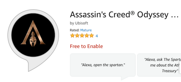 人気ゲーム「アサクリ」のAlexaスキルが登場。ヒーローと会話してゲーム情報も教えてくれるぞ！爆笑動画も公開中