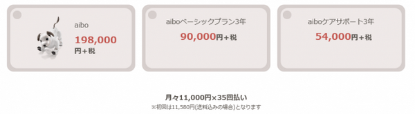 ソニーの「aibo」、月額1.1万円の分割支払いに対応　本体だけでなく関連サービスも