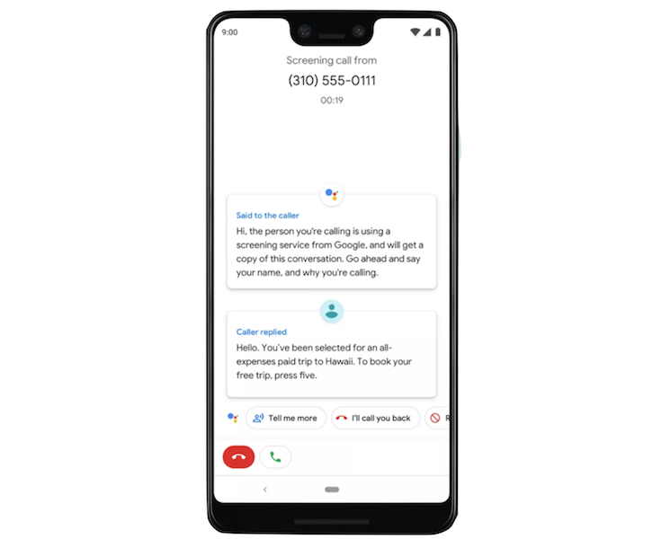 Googleアシスタントに迷惑電話撃退機能「スクリーンコール」が登場。まずはPixel 3向けリリースへ。