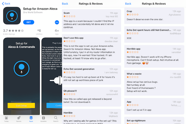 【米国】AppStoreに偽のAmazon Alexaセットアップアプリが登場し、無料アプリ上位にランクインされる